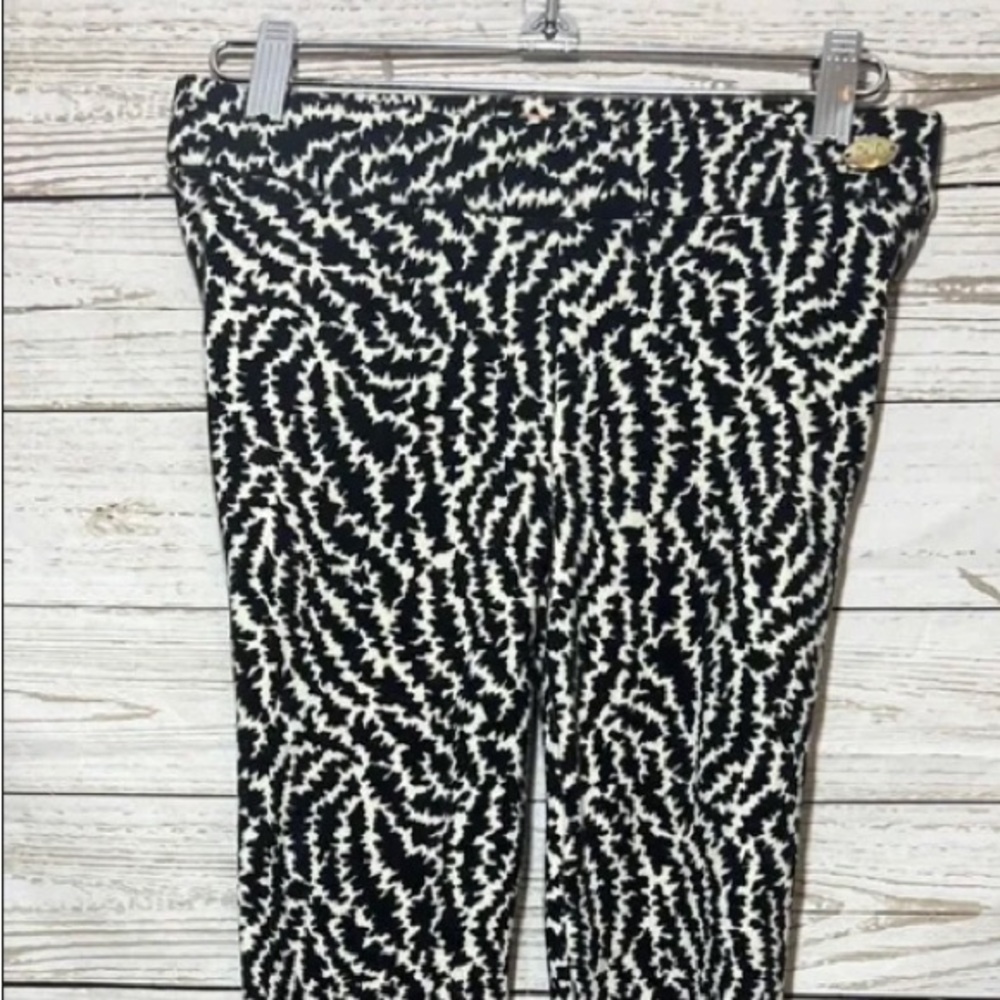 Tory Burch Womens Printed Skinny Leg Leggings White Black Wool Size XS